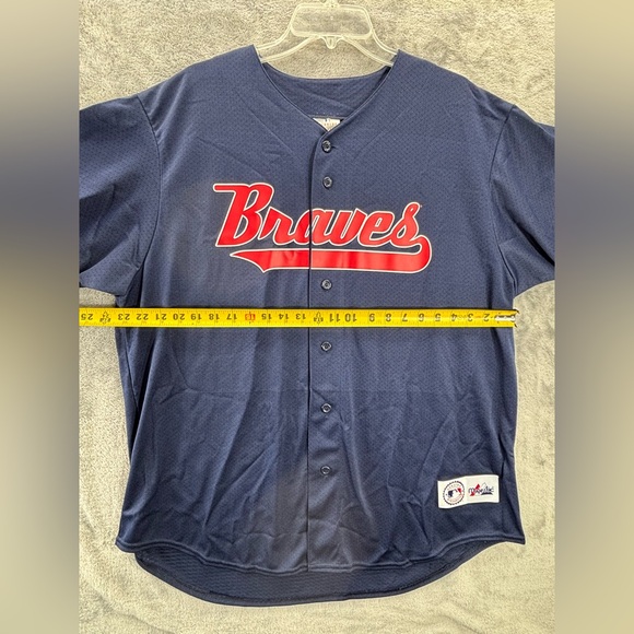 VTG NWT Atlanta Braves Majestic USA Made Jersey Adult XL Blue MLB Team Apparel - Picture 7 of 16